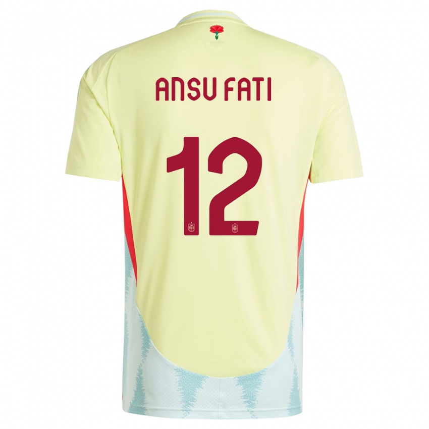 Herren Spanien Ansu Fati #12 Gelb Auswärtstrikot Trikot 24-26 T-Shirt