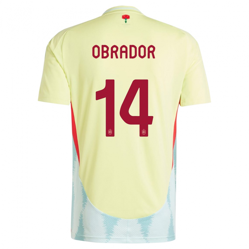 Herren Spanien Rafel Obrador #14 Gelb Auswärtstrikot Trikot 24-26 T-Shirt