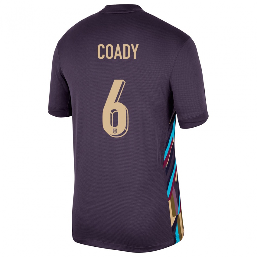 Herren England Conor Coady #6 Dunkle Rosine Auswärtstrikot Trikot 24-26 T-Shirt