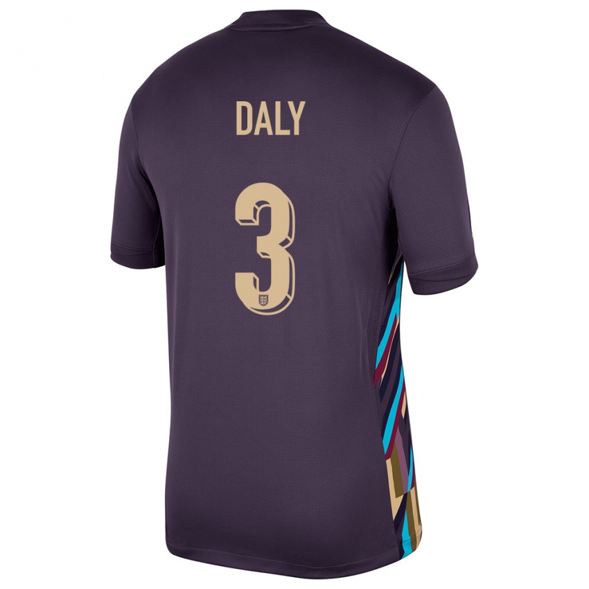 Herren England Rachel Daly #3 Dunkle Rosine Auswärtstrikot Trikot 24-26 T-Shirt