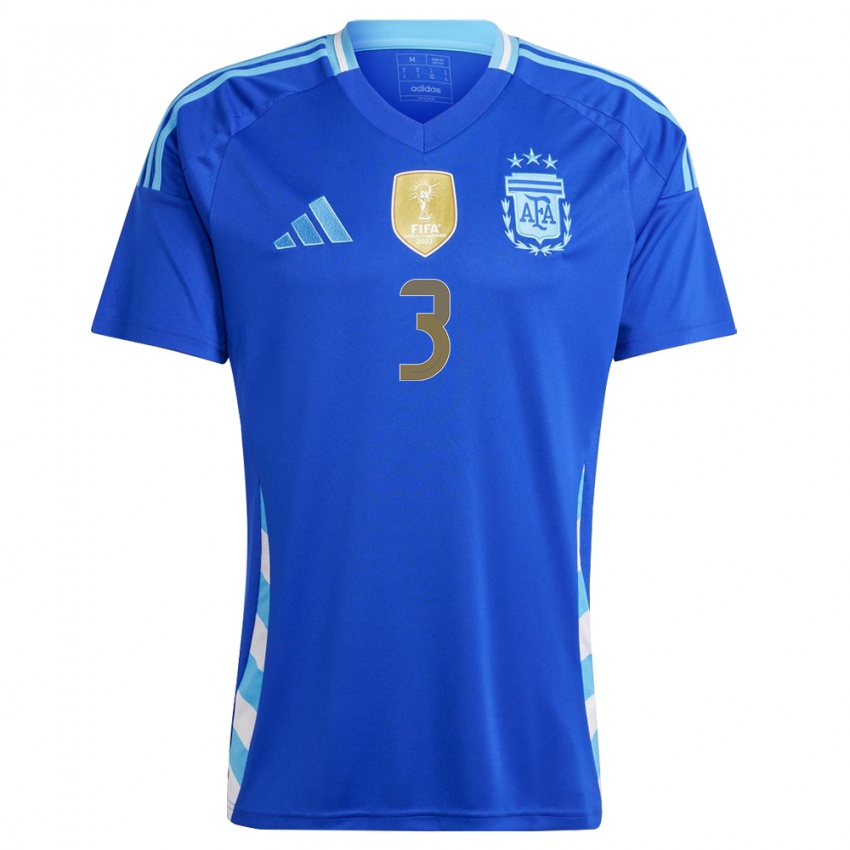 Herren Argentinien Nicolas Tagliafico #3 Blau Auswärtstrikot Trikot 24-26 T-Shirt