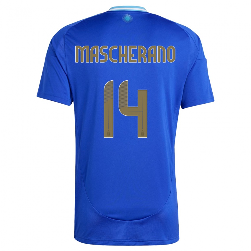 Herren Argentinien Javier Mascherano #14 Blau Auswärtstrikot Trikot 24-26 T-Shirt