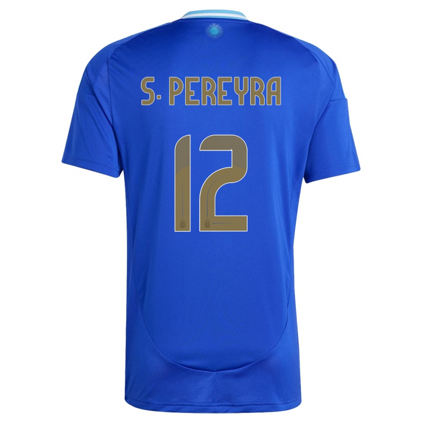 Herren Argentinien Solana Pereyra #12 Blau Auswärtstrikot Trikot 24-26 T-Shirt