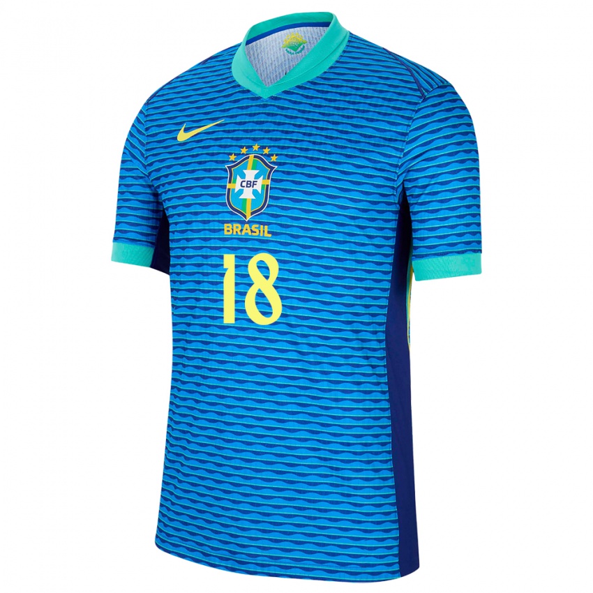 Herren Brasilien Antony #18 Blau Auswärtstrikot Trikot 24-26 T-Shirt