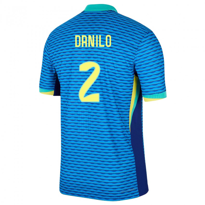 Herren Brasilien Danilo #2 Blau Auswärtstrikot Trikot 24-26 T-Shirt