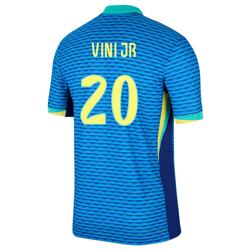 Herren Brasilien Vinicius Junior #20 Blau Auswärtstrikot Trikot 24-26 T-Shirt