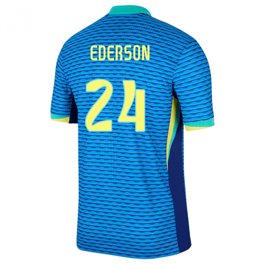 Herren Brasilien Ederson #24 Blau Auswärtstrikot Trikot 24-26 T-Shirt