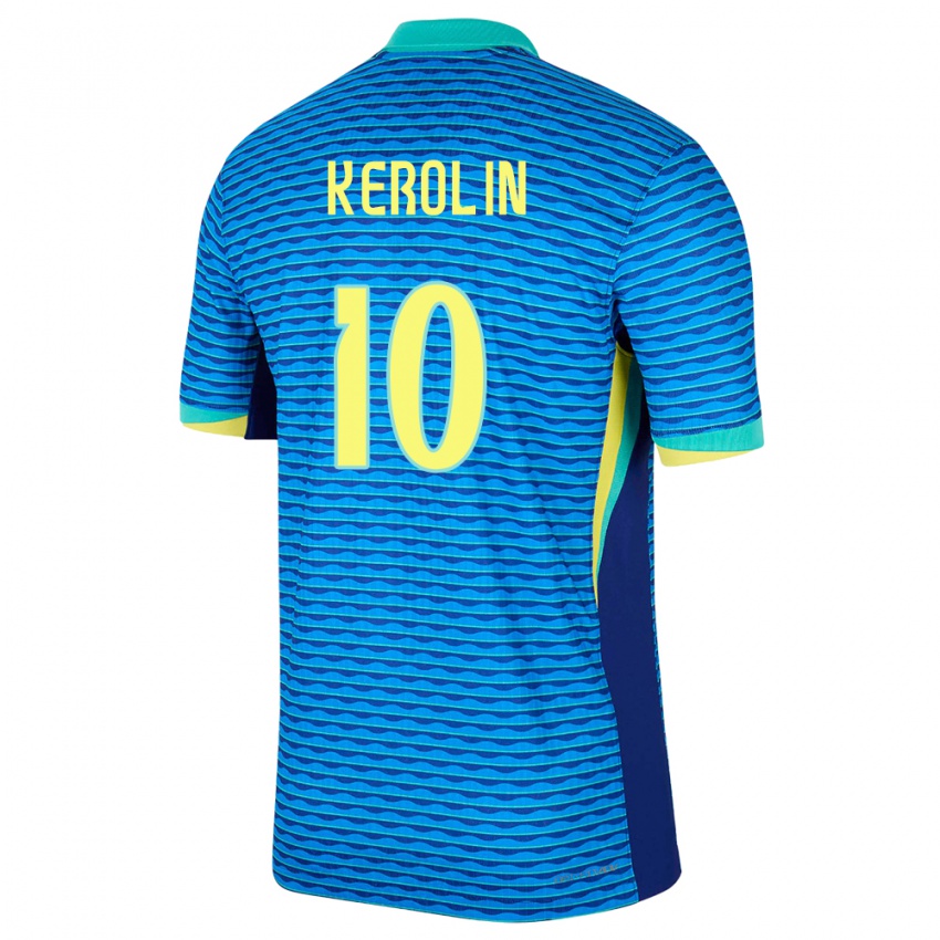 Herren Brasilien Kerolin Nicoli #10 Blau Auswärtstrikot Trikot 24-26 T-Shirt