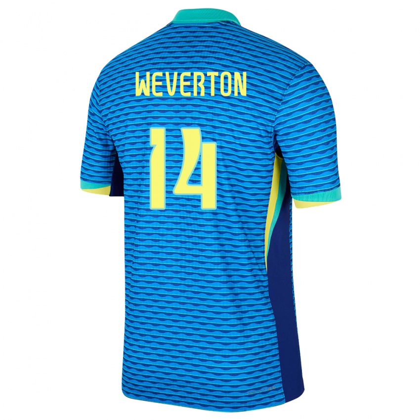 Herren Brasilien Weverton #14 Blau Auswärtstrikot Trikot 24-26 T-Shirt