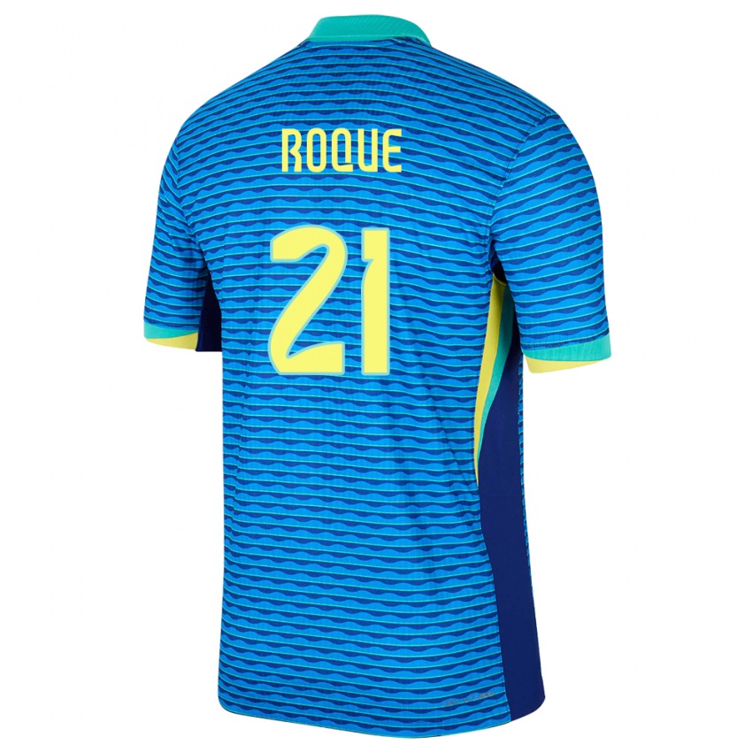 Herren Brasilien Vitor Roque #21 Blau Auswärtstrikot Trikot 24-26 T-Shirt
