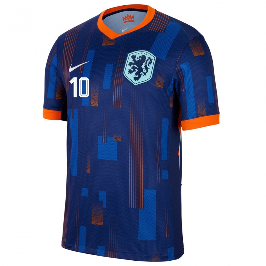 Herren Niederlande Memphis Depay #10 Blau Auswärtstrikot Trikot 24-26 T-Shirt