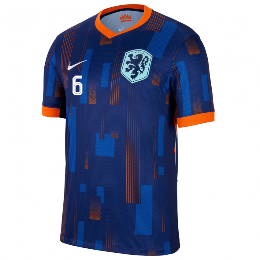 Herren Niederlande Tim Van Den Heuvel #6 Blau Auswärtstrikot Trikot 24-26 T-Shirt