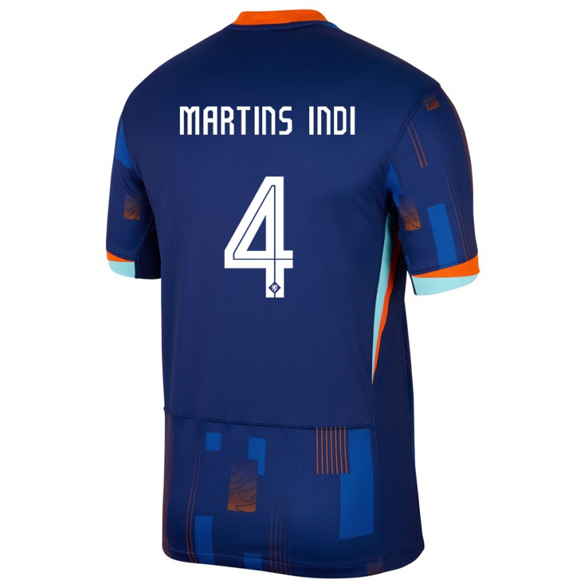 Herren Niederlande Bruno Martins Indi #4 Blau Auswärtstrikot Trikot 24-26 T-Shirt
