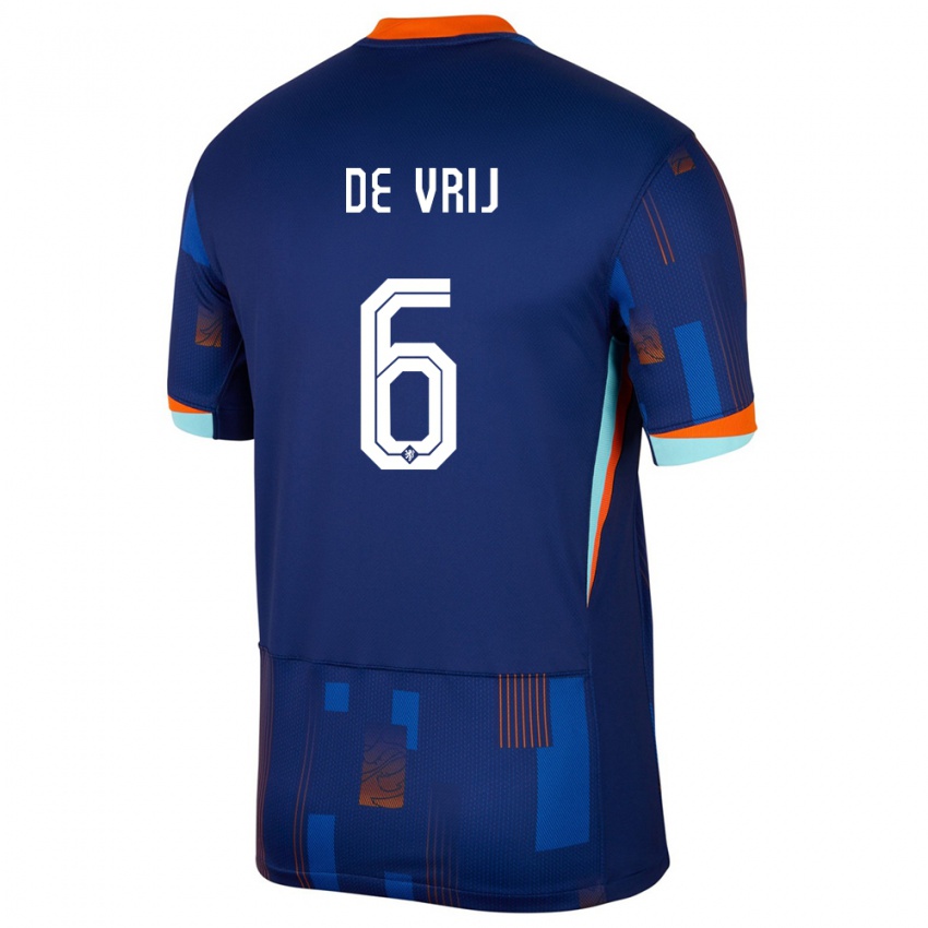 Herren Niederlande Stefan De Vrij #6 Blau Auswärtstrikot Trikot 24-26 T-Shirt