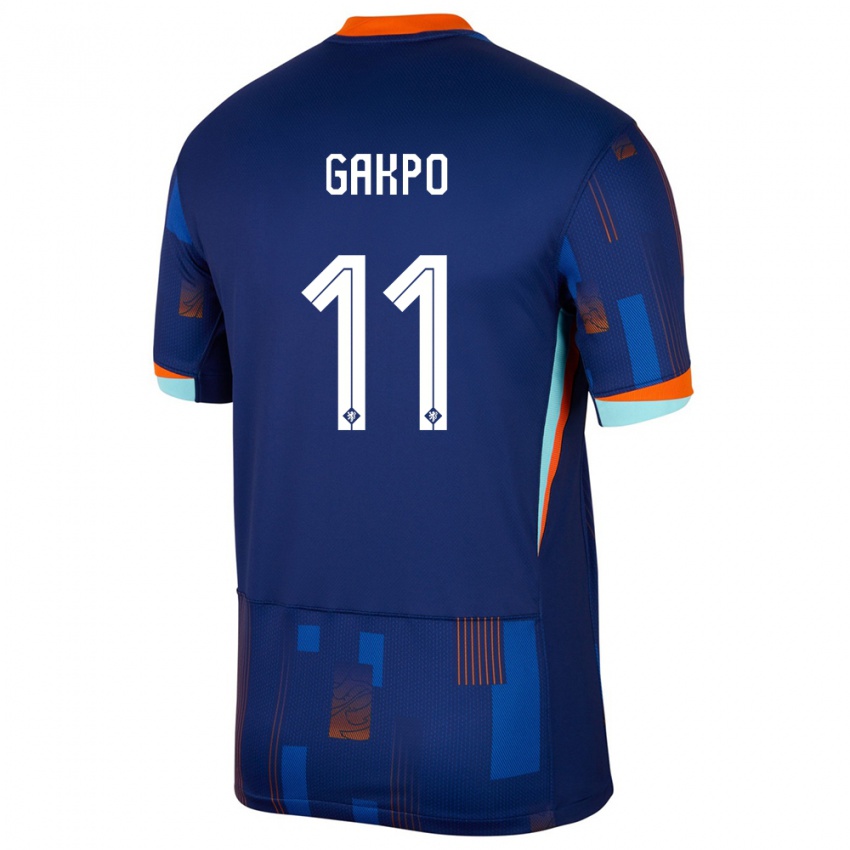 Herren Niederlande Cody Gakpo #11 Blau Auswärtstrikot Trikot 24-26 T-Shirt