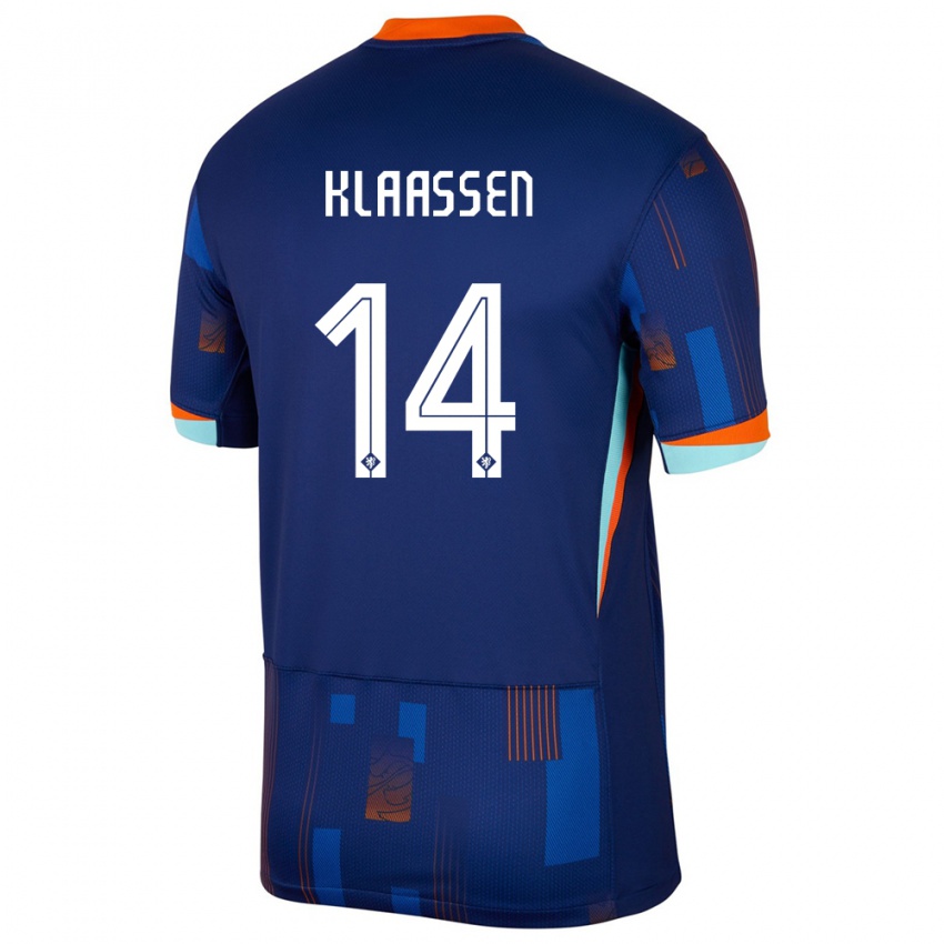 Herren Niederlande Davy Klaassen #14 Blau Auswärtstrikot Trikot 24-26 T-Shirt