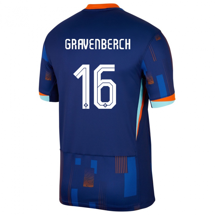 Herren Niederlande Ryan Gravenberch #16 Blau Auswärtstrikot Trikot 24-26 T-Shirt