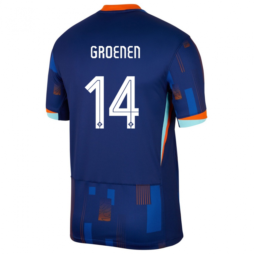 Herren Niederlande Jackie Groenen #14 Blau Auswärtstrikot Trikot 24-26 T-Shirt