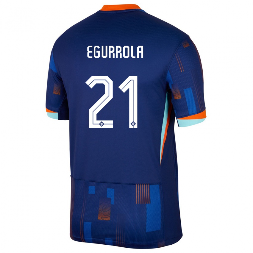 Herren Niederlande Damaris Egurrola #21 Blau Auswärtstrikot Trikot 24-26 T-Shirt