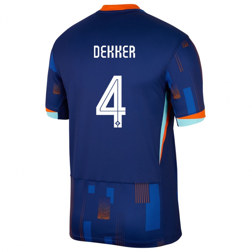 Herren Niederlande Maxim Dekker #4 Blau Auswärtstrikot Trikot 24-26 T-Shirt