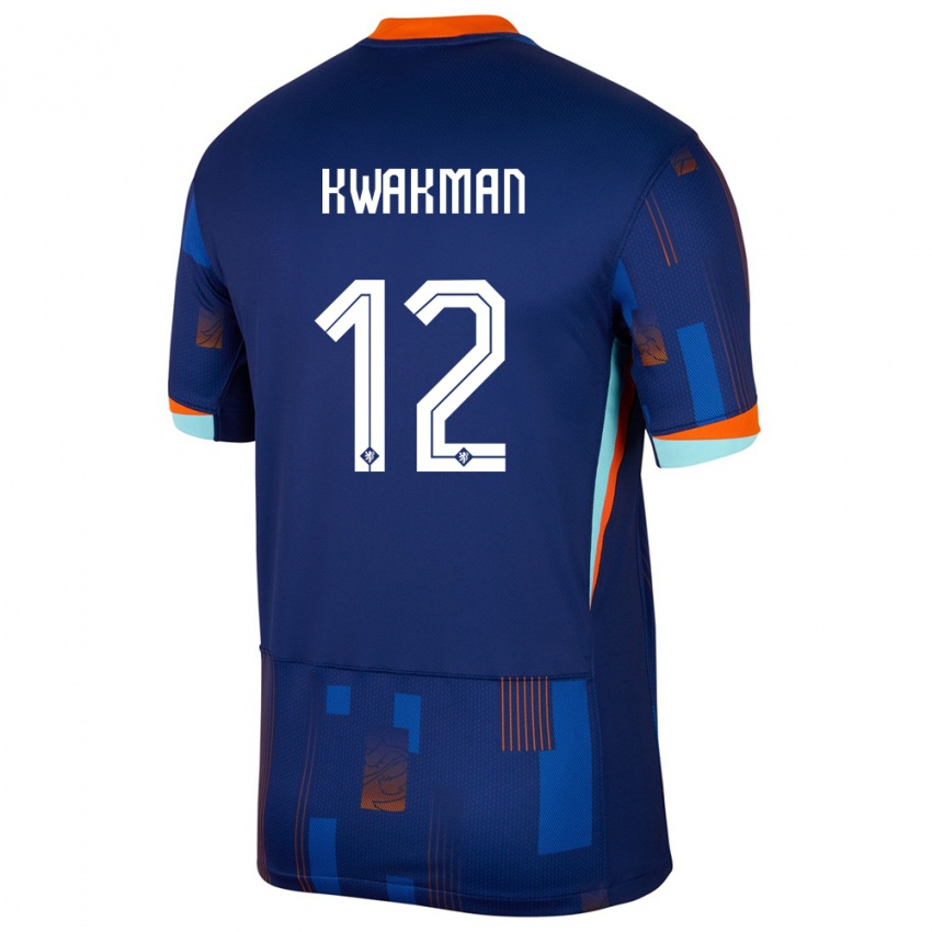 Herren Niederlande Dave Kwakman #12 Blau Auswärtstrikot Trikot 24-26 T-Shirt