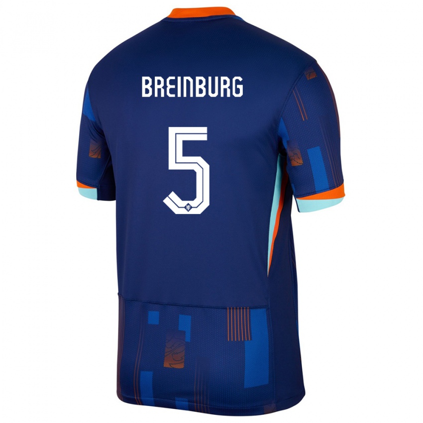 Herren Niederlande Rainey Breinburg #5 Blau Auswärtstrikot Trikot 24-26 T-Shirt