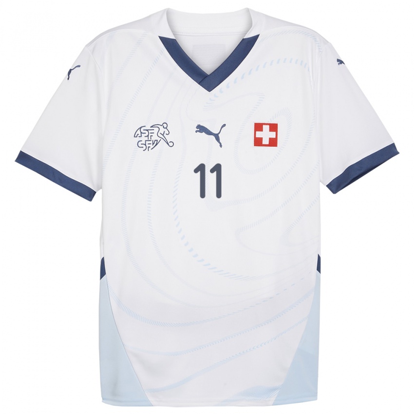 Herren Schweiz Renato Steffen #11 Weiß Auswärtstrikot Trikot 24-26 T-Shirt