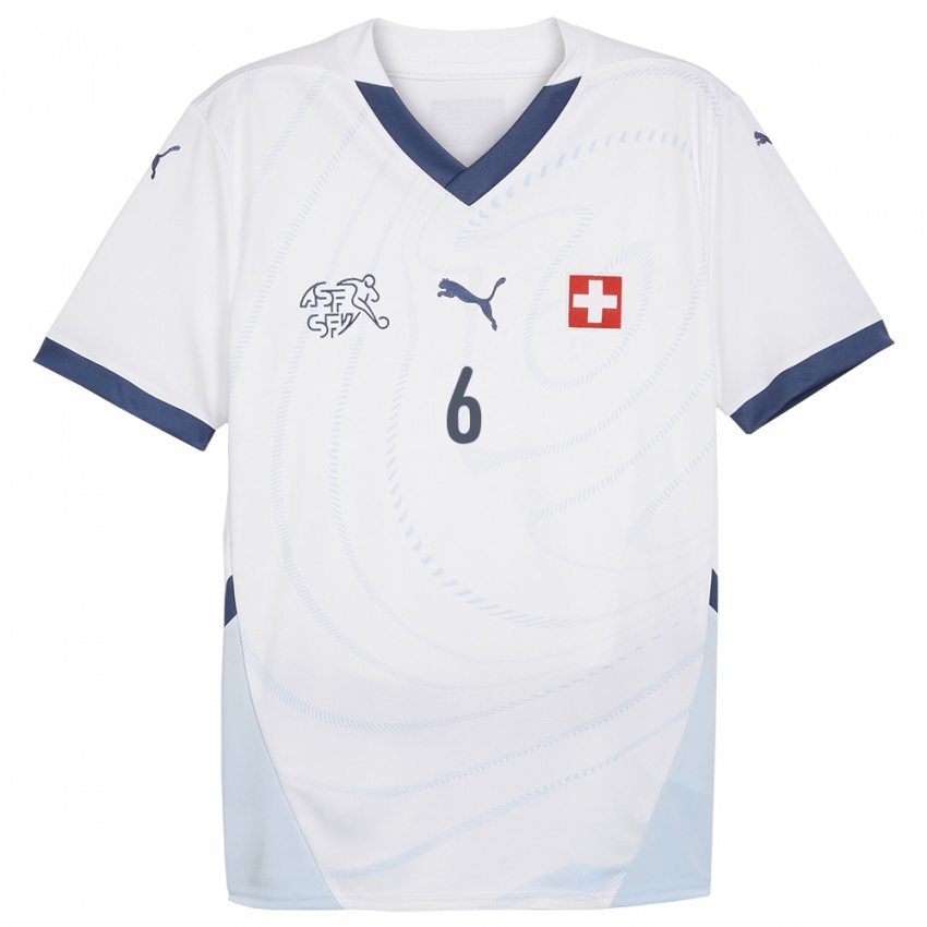 Herren Schweiz Denis Zakaria #6 Weiß Auswärtstrikot Trikot 24-26 T-Shirt