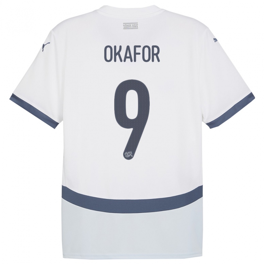Herren Schweiz Noah Okafor #9 Weiß Auswärtstrikot Trikot 24-26 T-Shirt