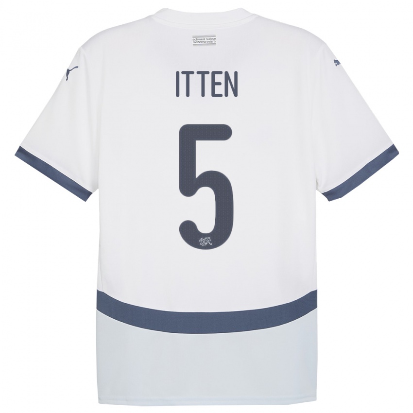 Herren Schweiz Cedric Itten #5 Weiß Auswärtstrikot Trikot 24-26 T-Shirt