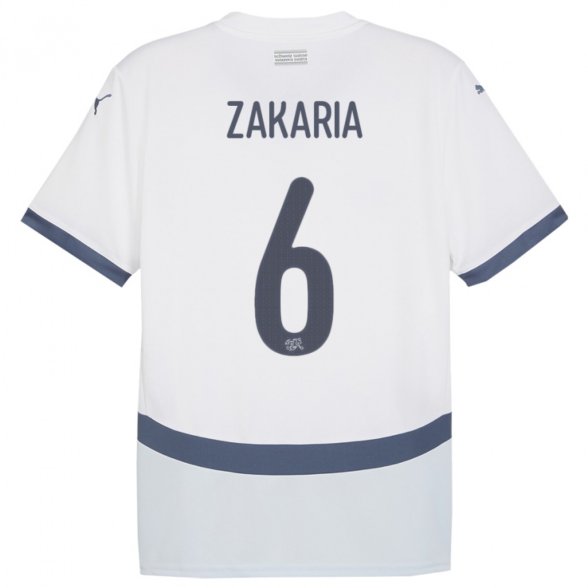Herren Schweiz Denis Zakaria #6 Weiß Auswärtstrikot Trikot 24-26 T-Shirt