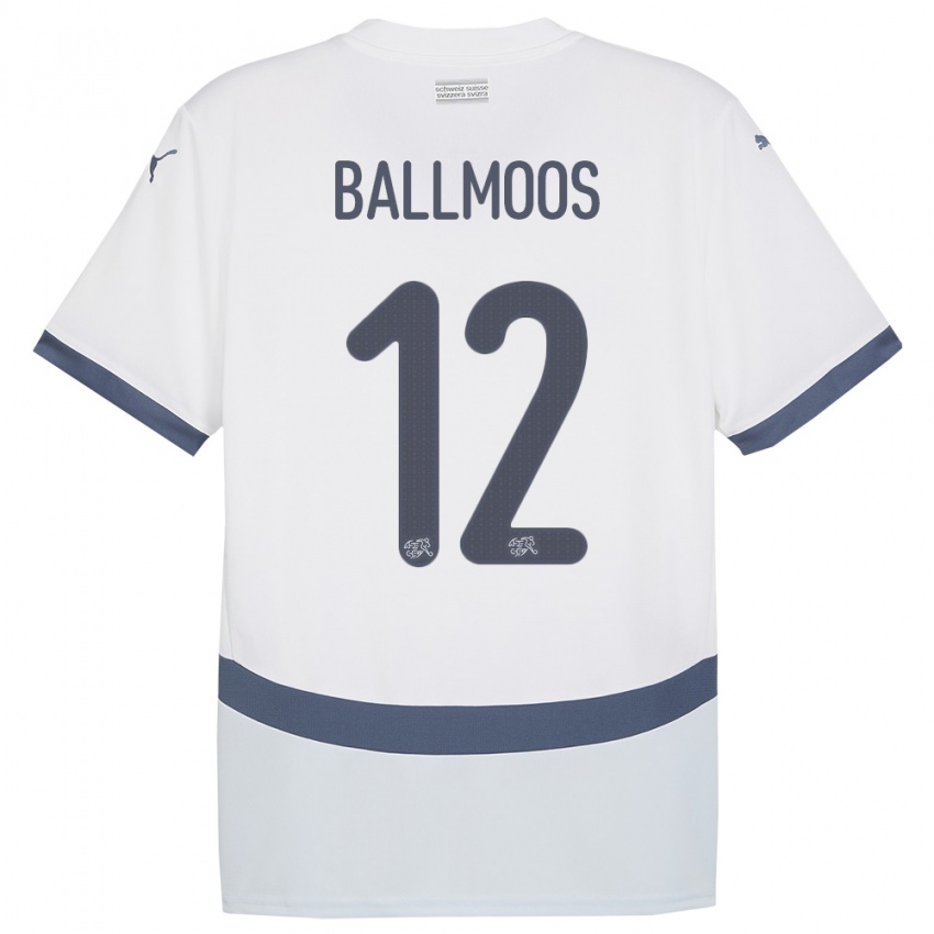 Herren Schweiz David Von Ballmoos #12 Weiß Auswärtstrikot Trikot 24-26 T-Shirt