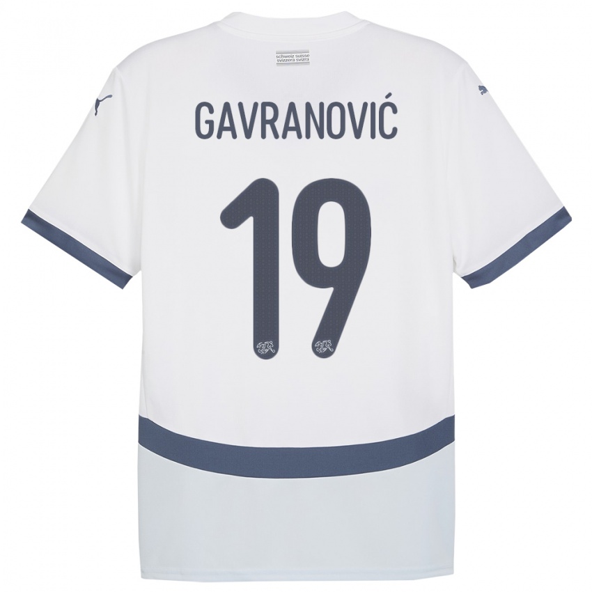 Herren Schweiz Mario Gavranovic #19 Weiß Auswärtstrikot Trikot 24-26 T-Shirt