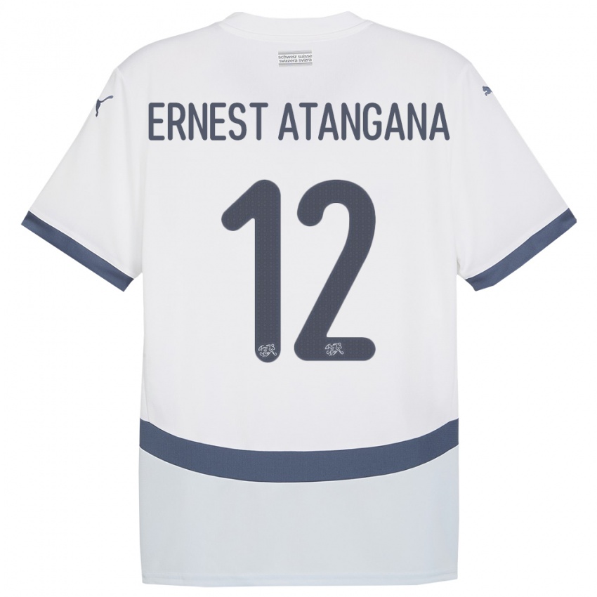 Herren Schweiz Brian Ernest Atangana #12 Weiß Auswärtstrikot Trikot 24-26 T-Shirt