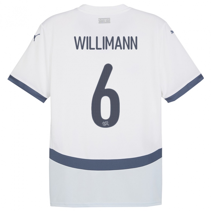 Herren Schweiz Mauricio Willimann #6 Weiß Auswärtstrikot Trikot 24-26 T-Shirt