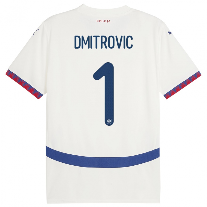 Herren Serbien Marko Dmitrovic #1 Weiß Auswärtstrikot Trikot 24-26 T-Shirt