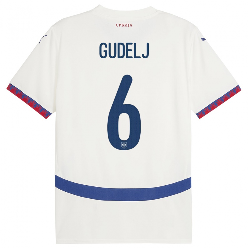 Herren Serbien Nemanja Gudelj #6 Weiß Auswärtstrikot Trikot 24-26 T-Shirt