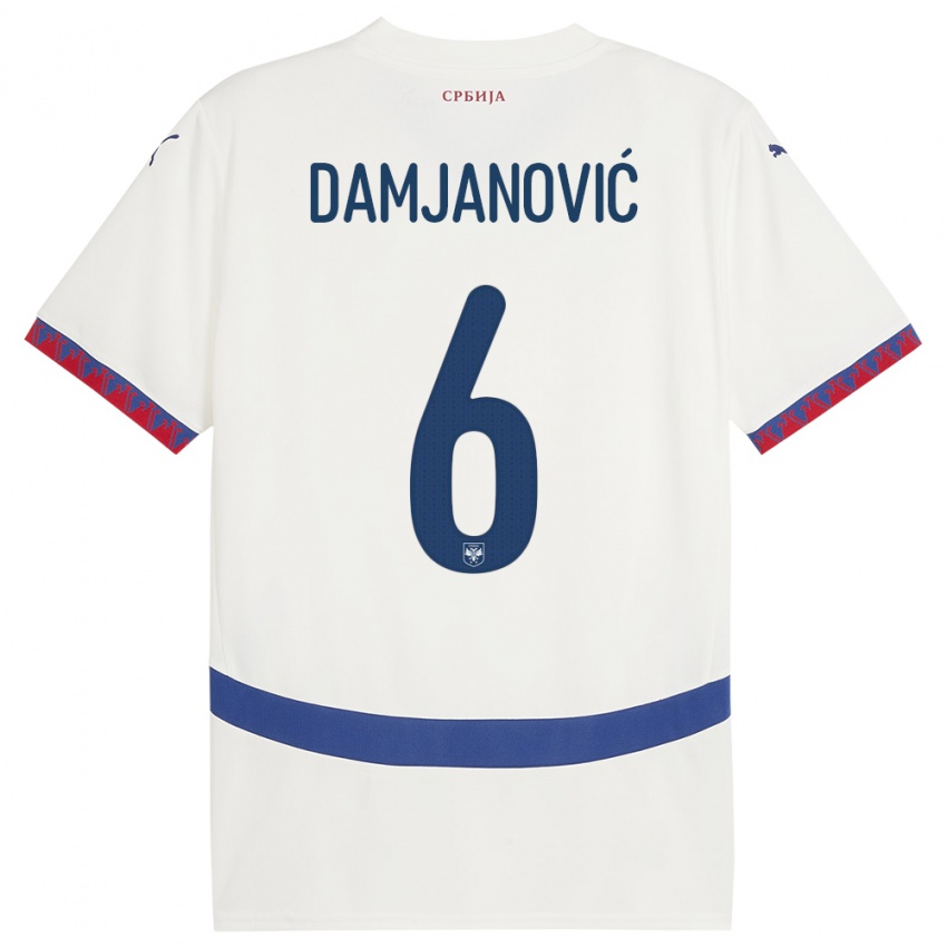 Herren Serbien Nevena Damjanovic #6 Weiß Auswärtstrikot Trikot 24-26 T-Shirt