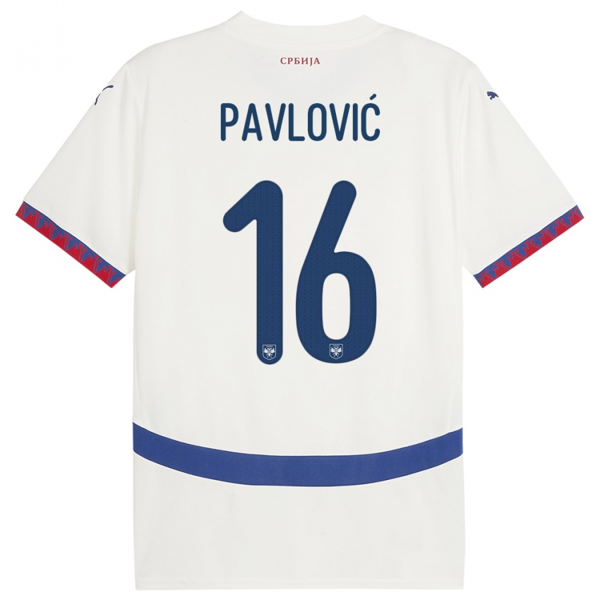 Herren Serbien Sara Pavlovic #16 Weiß Auswärtstrikot Trikot 24-26 T-Shirt