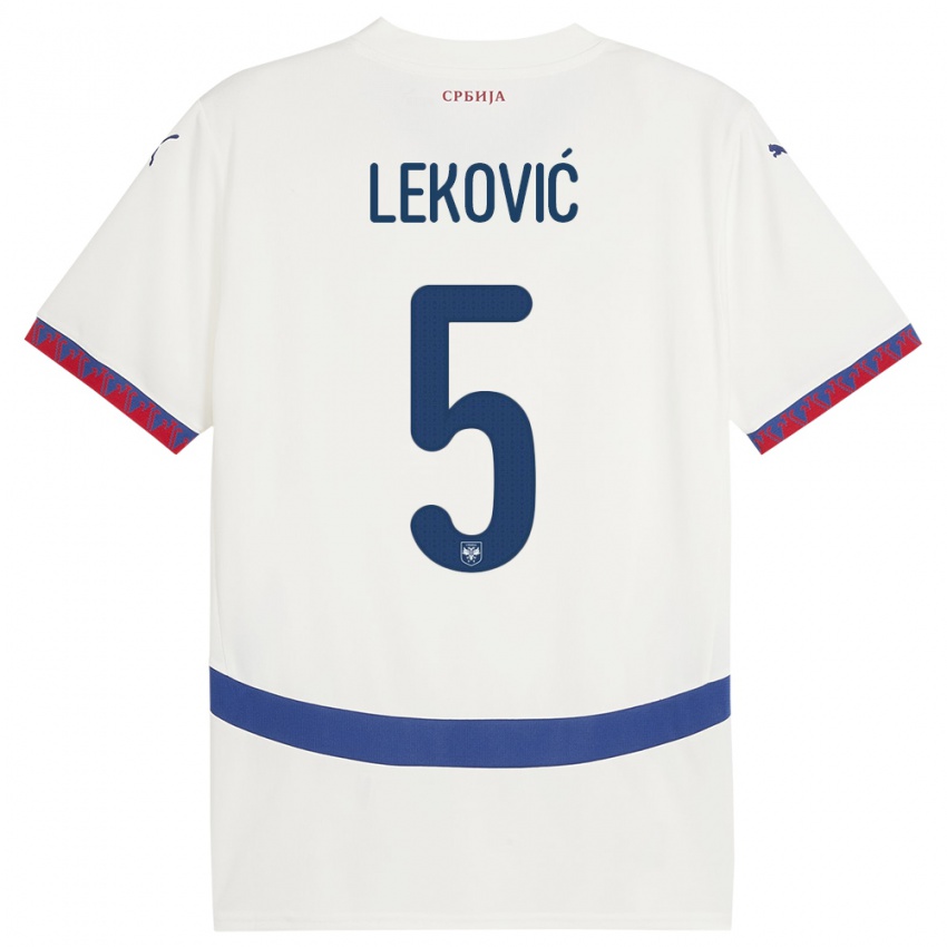 Herren Serbien Stefan Lekovic #5 Weiß Auswärtstrikot Trikot 24-26 T-Shirt