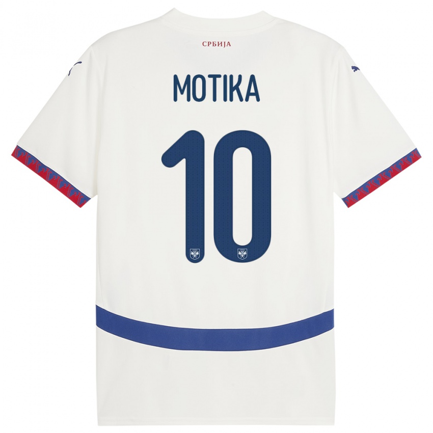 Herren Serbien Nemanja Motika #10 Weiß Auswärtstrikot Trikot 24-26 T-Shirt