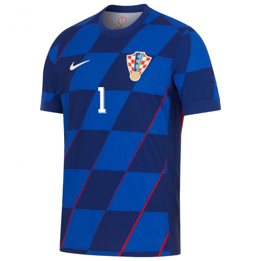Herren Kroatien Dominik Livakovic #1 Blau Auswärtstrikot Trikot 24-26 T-Shirt