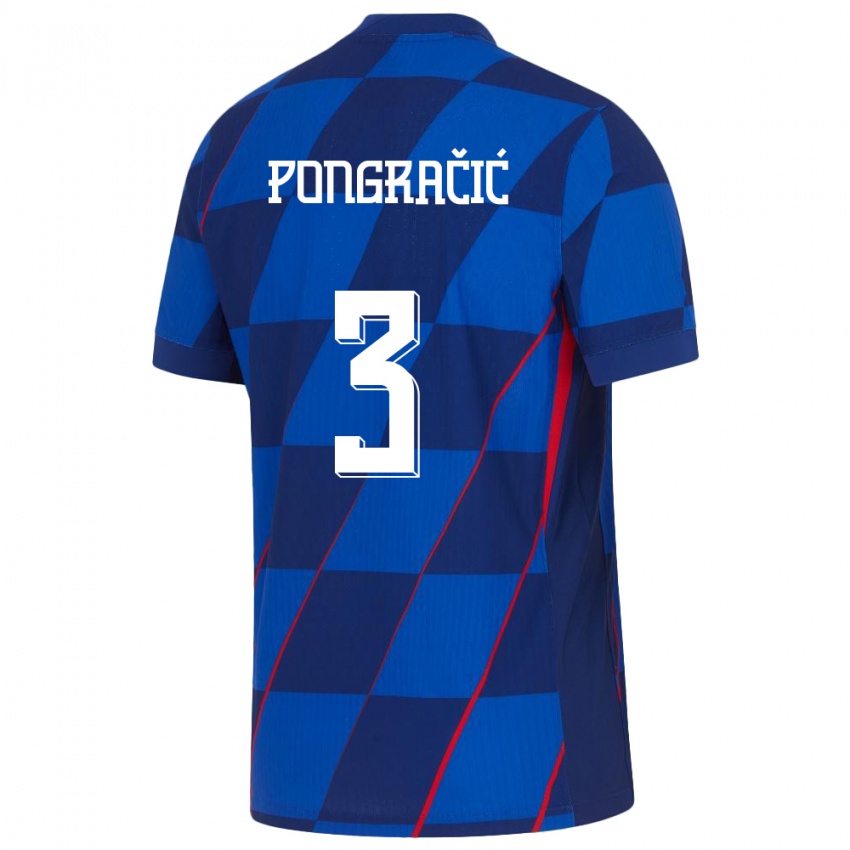 Herren Kroatien Marin Pongracic #3 Blau Auswärtstrikot Trikot 24-26 T-Shirt