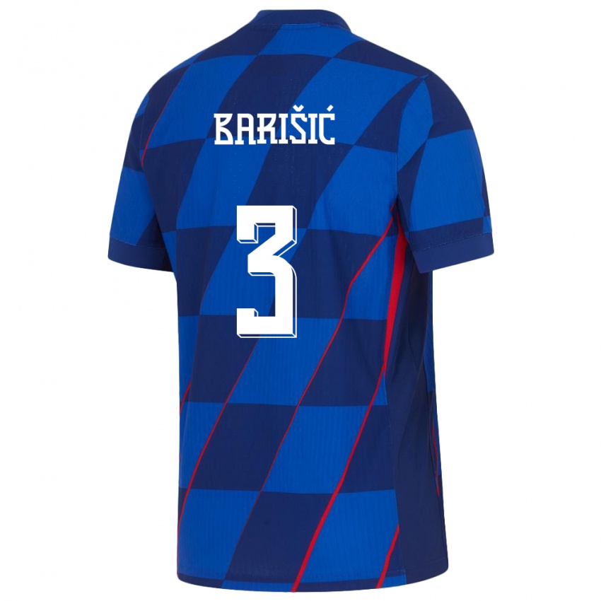 Herren Kroatien Borna Barisic #3 Blau Auswärtstrikot Trikot 24-26 T-Shirt