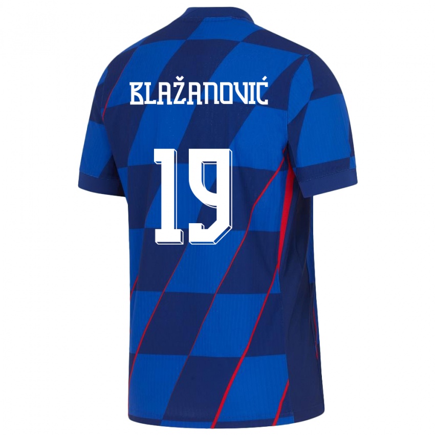 Herren Kroatien Antonio Blazanovic #19 Blau Auswärtstrikot Trikot 24-26 T-Shirt