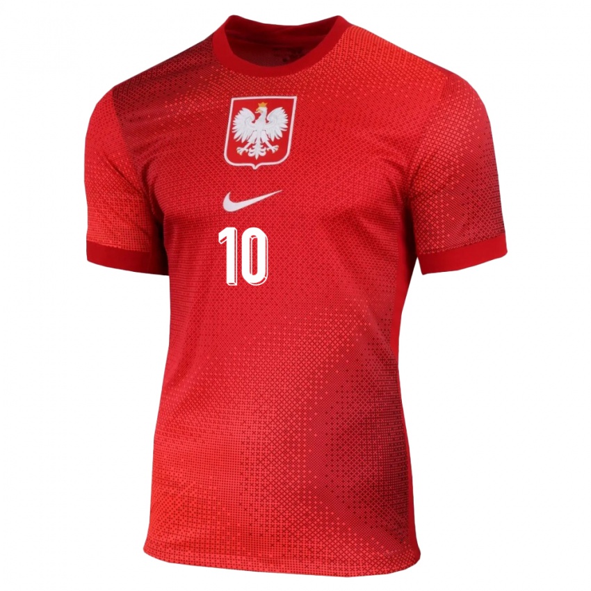 Herren Polen Piotr Zielinski #10 Rot Auswärtstrikot Trikot 24-26 T-Shirt