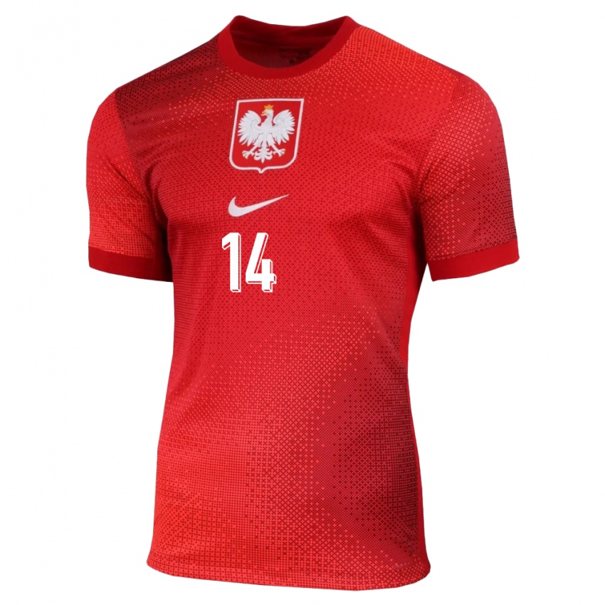 Herren Polen Mateusz Klich #14 Rot Auswärtstrikot Trikot 24-26 T-Shirt