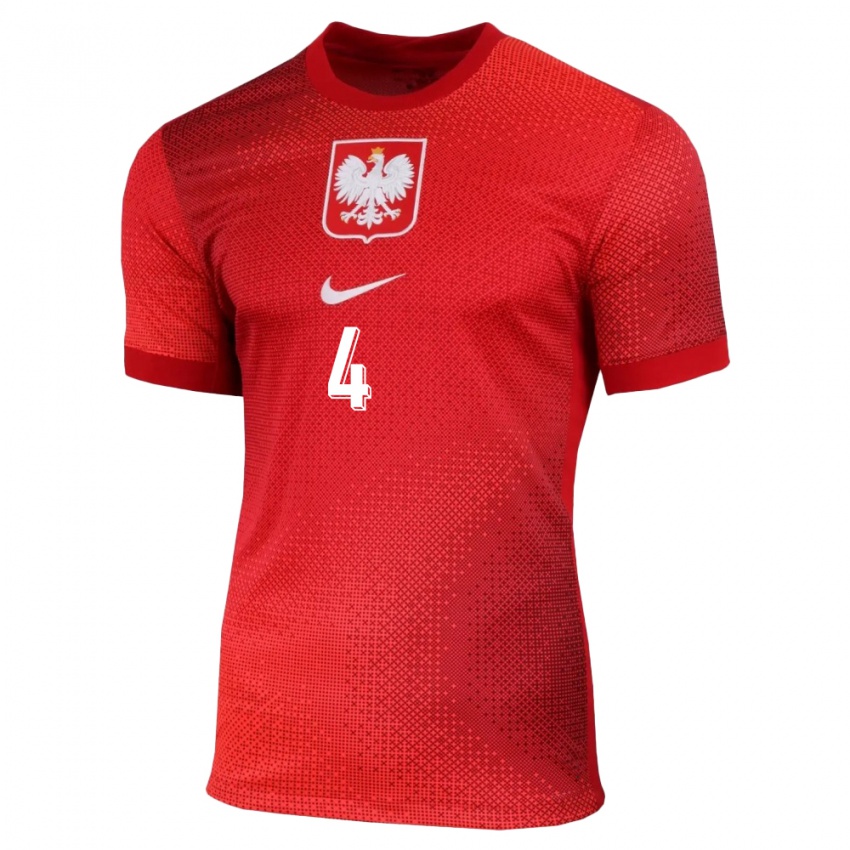 Herren Polen Milosz Matysik #4 Rot Auswärtstrikot Trikot 24-26 T-Shirt