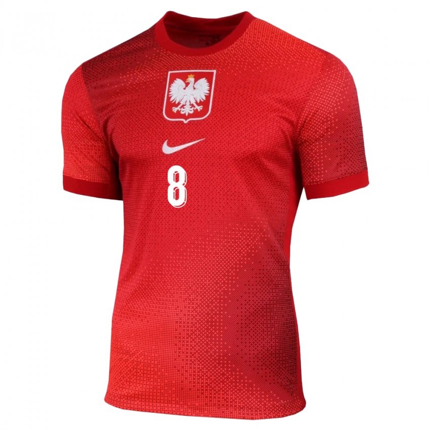 Herren Polen Karol Borys #8 Rot Auswärtstrikot Trikot 24-26 T-Shirt