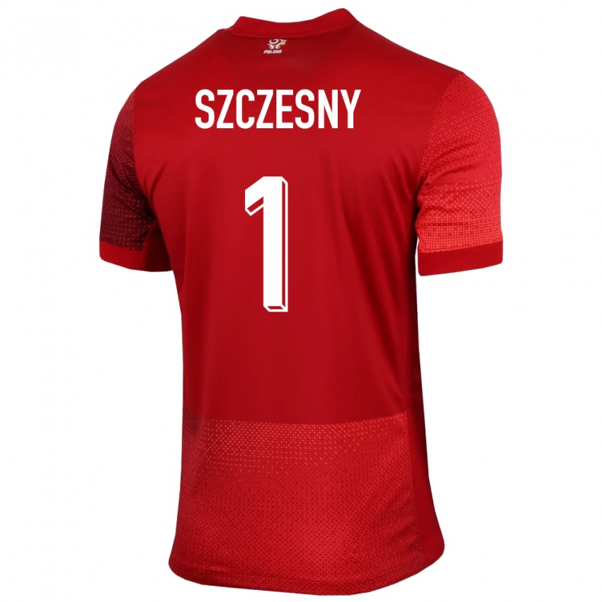 Herren Polen Wojciech Szczesny #1 Rot Auswärtstrikot Trikot 24-26 T-Shirt